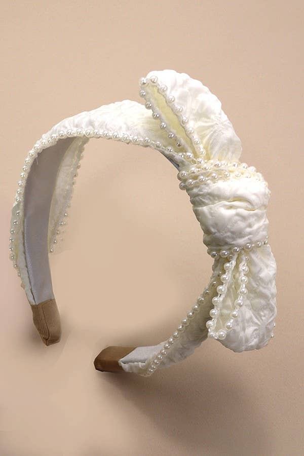 PEARL KNOT BOW HEADBAND