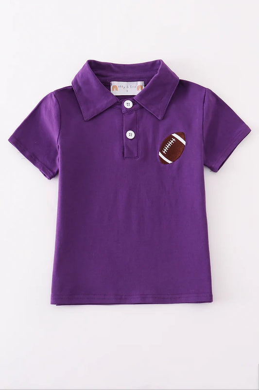 Purple Football Embroidery Button Down Size 4
