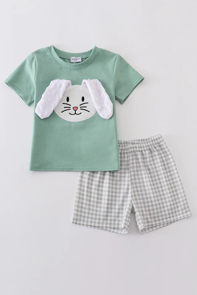 Green Bunny Applique Set - Toddler
