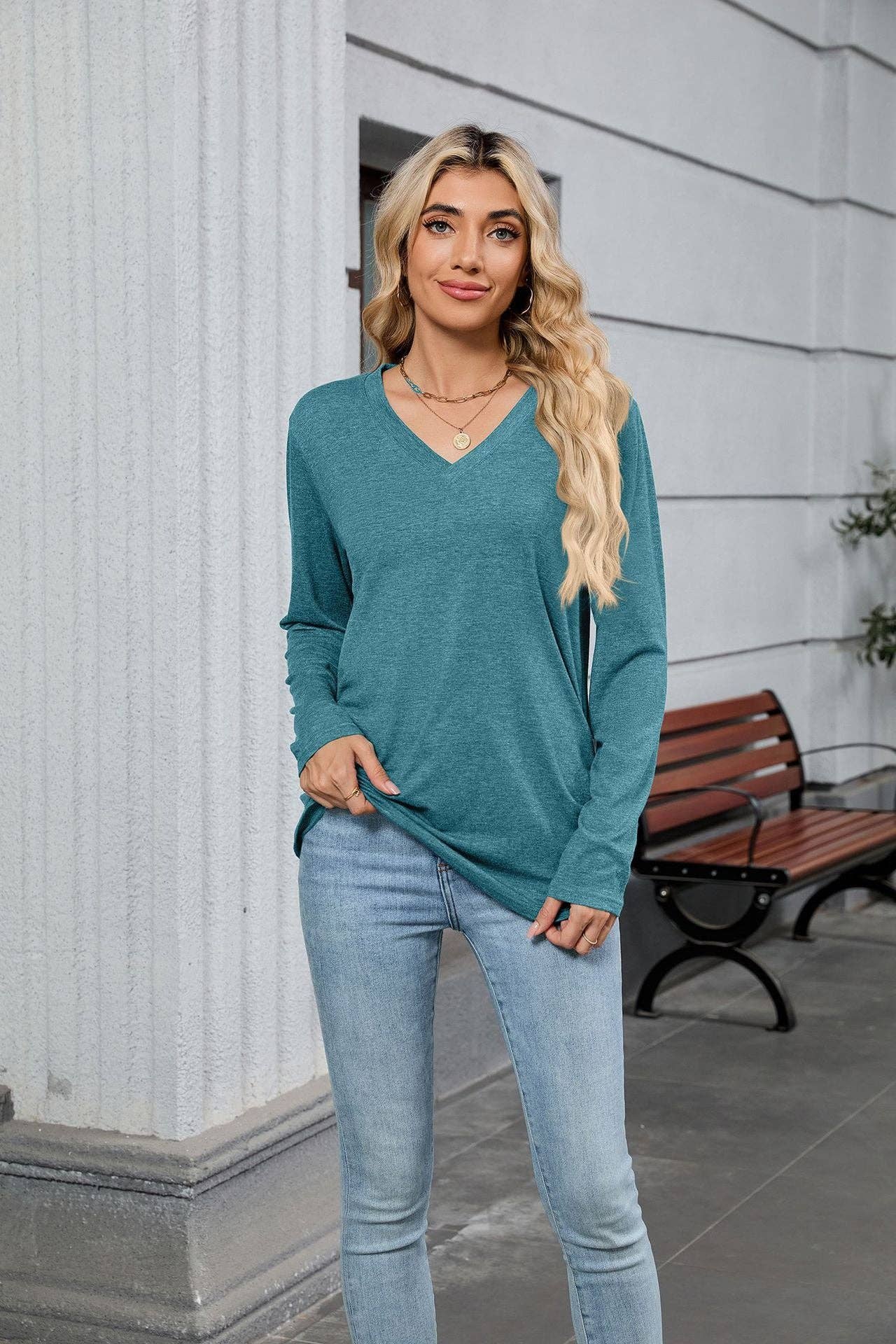 V-Neck Long Sleeve Tee