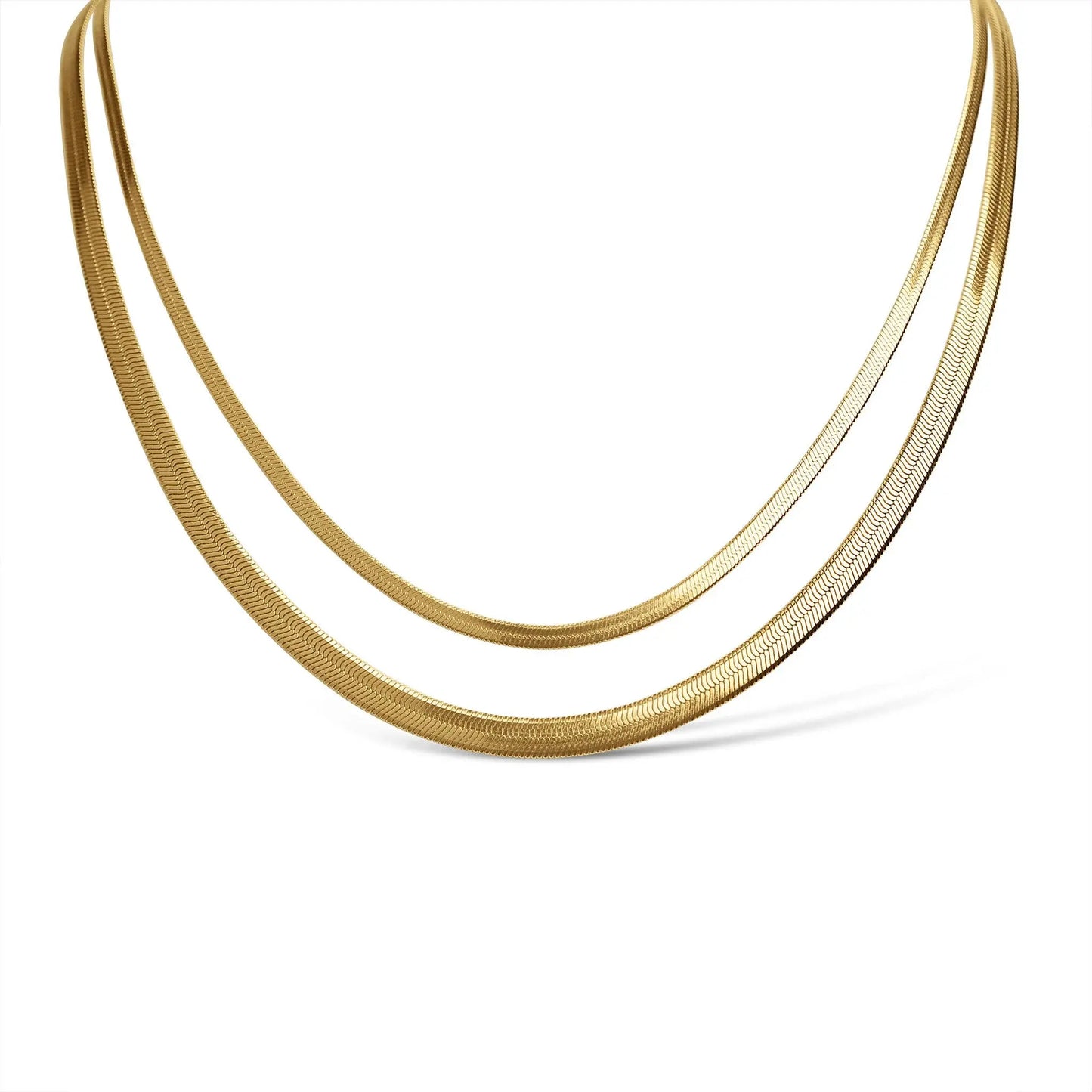 18K Gold Stainless Steel Herringbone Chain Necklace WJW