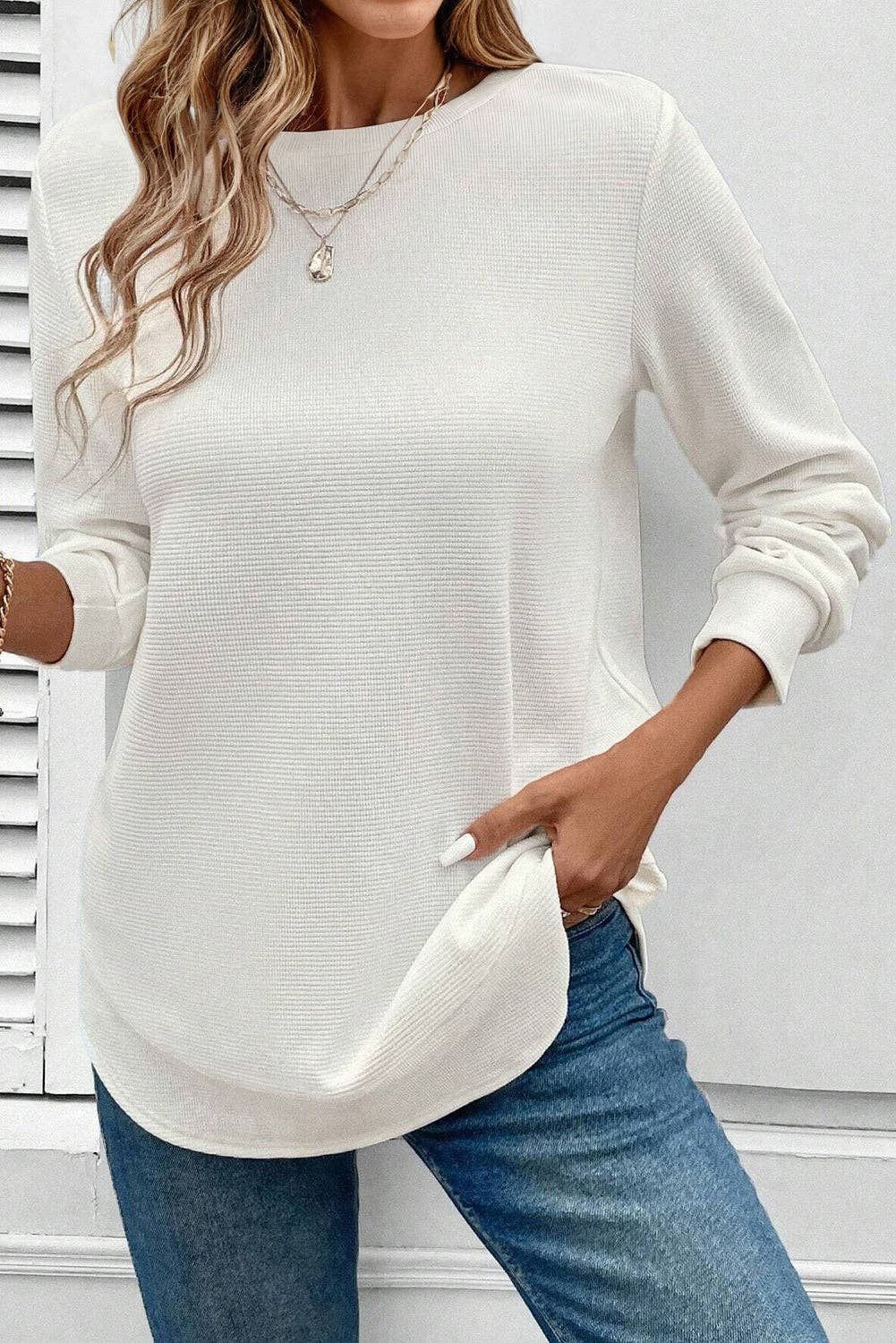 Waffle Long Sleeve Top