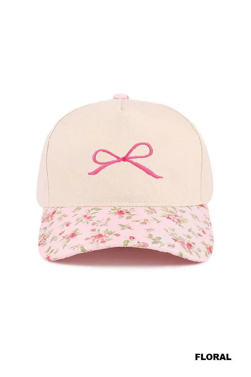 Coquette Bow Two-Tone Canvas Cotton Cap Zenana
