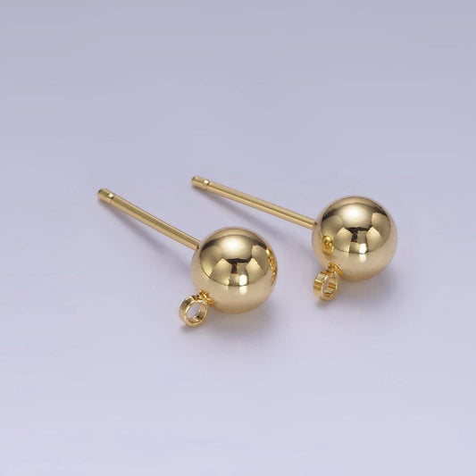 5 mm Small Ball Stud Earrings Ball 14K Gold Filled Post Earring with Closed Loop