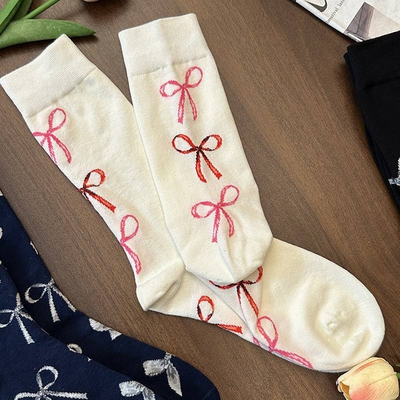 Bow Mid Calf Length Socks