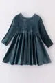 Abby & Evie Girl's Premium Lake Velvet Dress - Size 6 Honey Dew