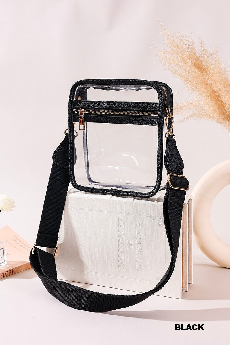 Women's Clear Stadium Messenger Bag - Black