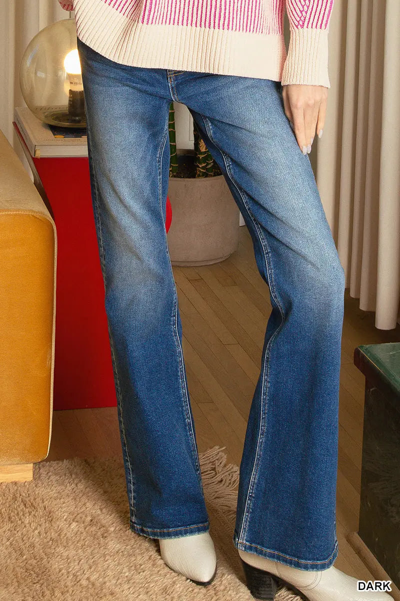 Zenana Women's Dark Wash Bootcut Denim Pants - Medium Zenana