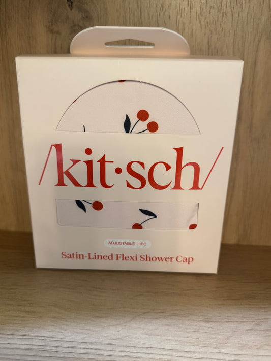 KITSCH - Satin-Lined Flexi Shower Cap - Cherry Print