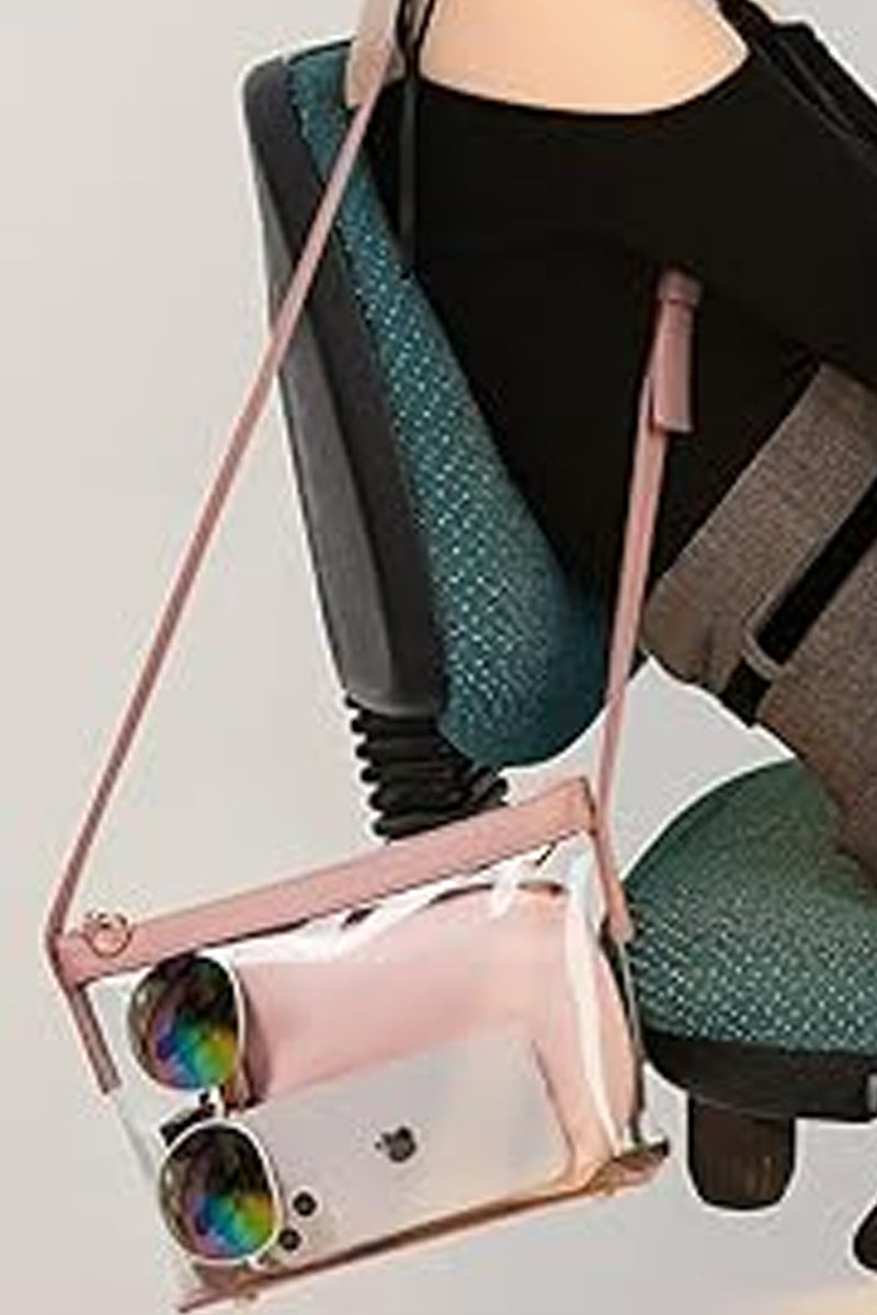 Women's Clear Transparent Crossbody Shoulder Bag - Light Rose