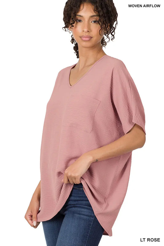 V-Neck Dolman Short Sleeve Top