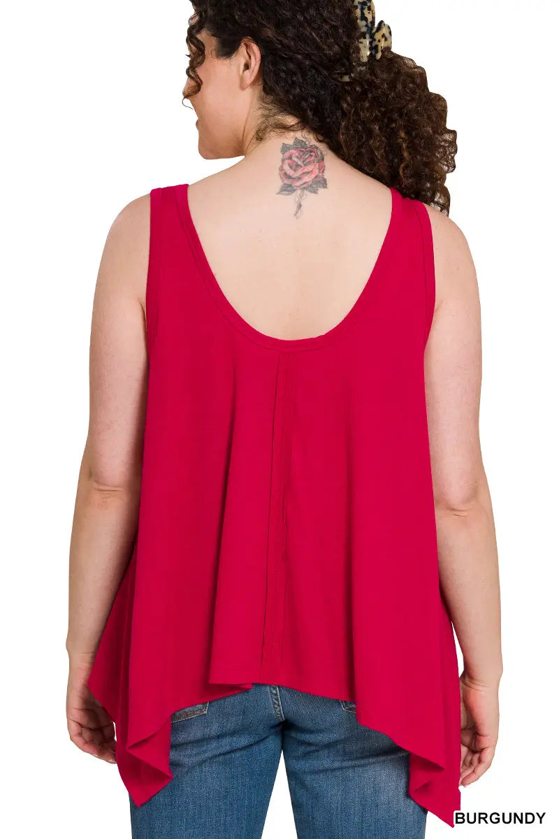 Zenana Women's Plus Oversized Shark Bite Tank Top - Ruby Zenana