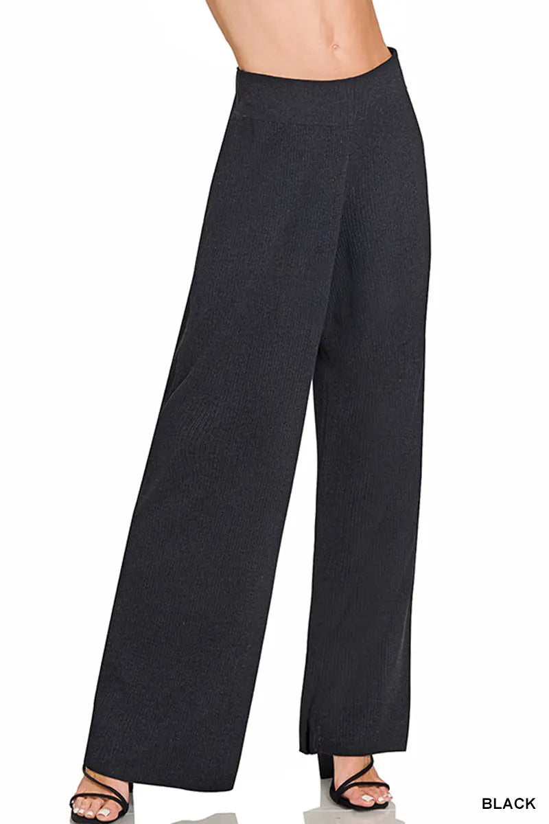 Zenana Women's Viscose Sweater Pants - Black Zenana