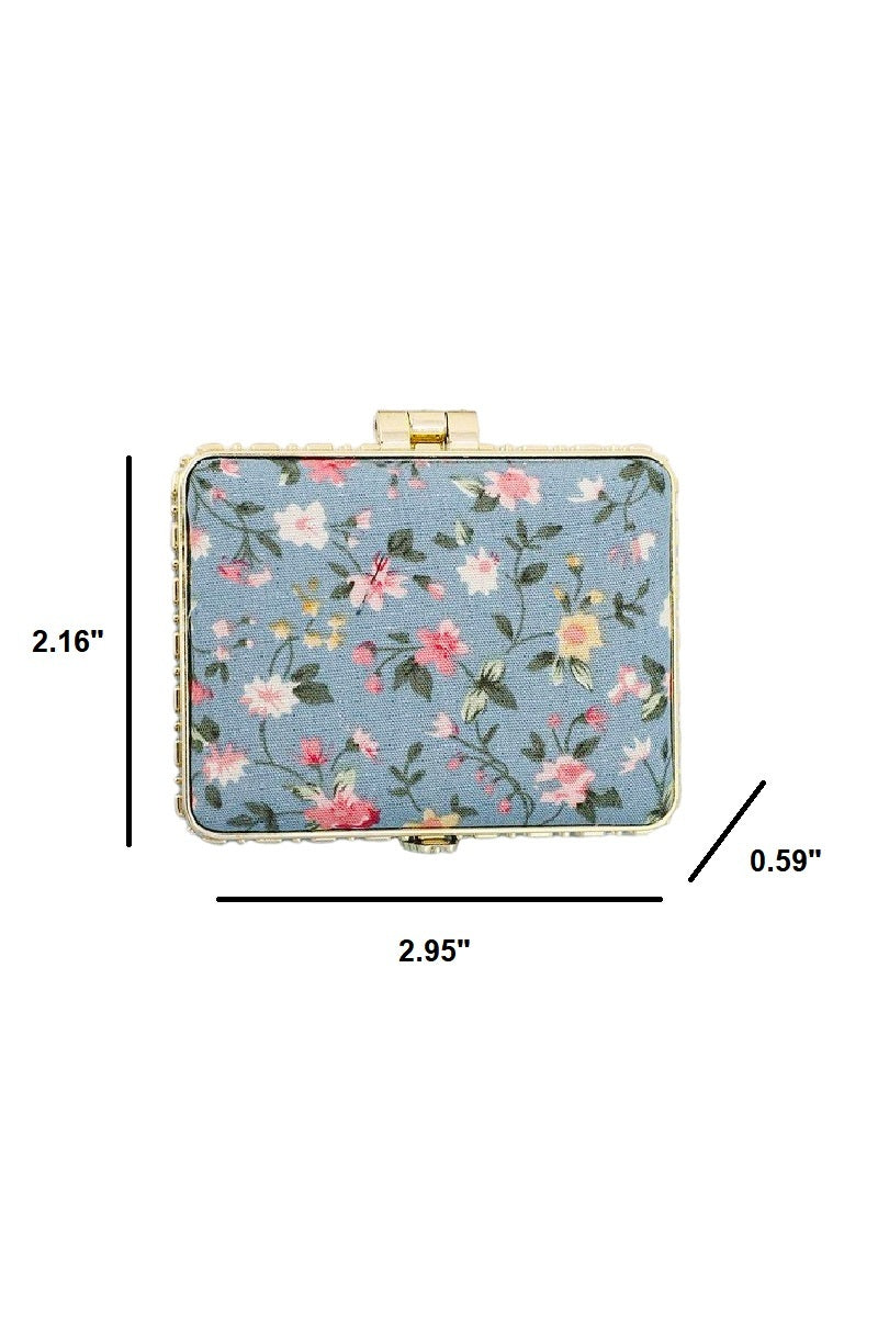 Floral Design Double Sided Folding Mini Hand Mirror