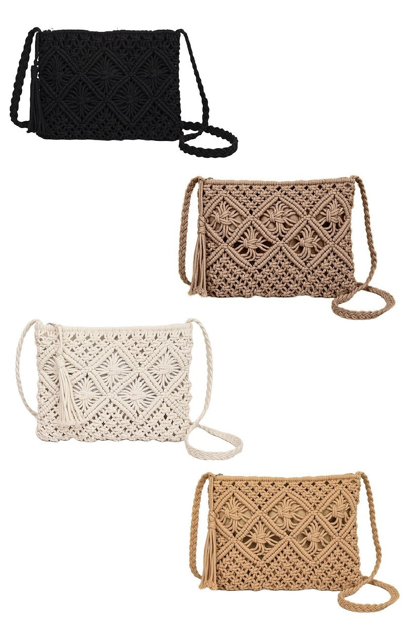 Woven Bohemian Tassel Crochet Shoulder Bag