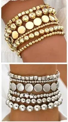 JOSSLYN MULTI BALL CHAIN BEAD MIX STRETCHABLE BRACELET JOSSLYN by wall to wall
