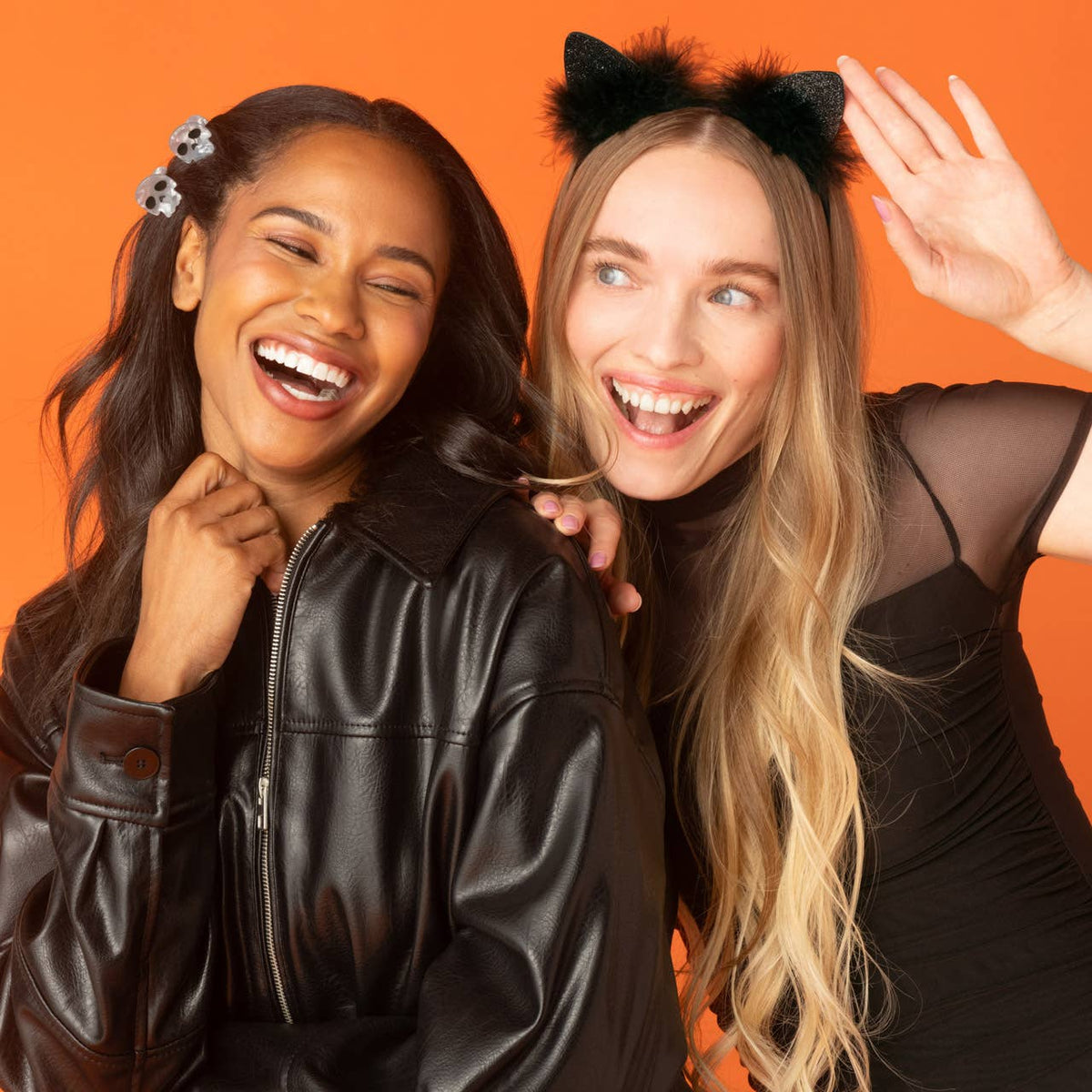 KITSCH - Satin Cat Ears Headband - Black Glitter