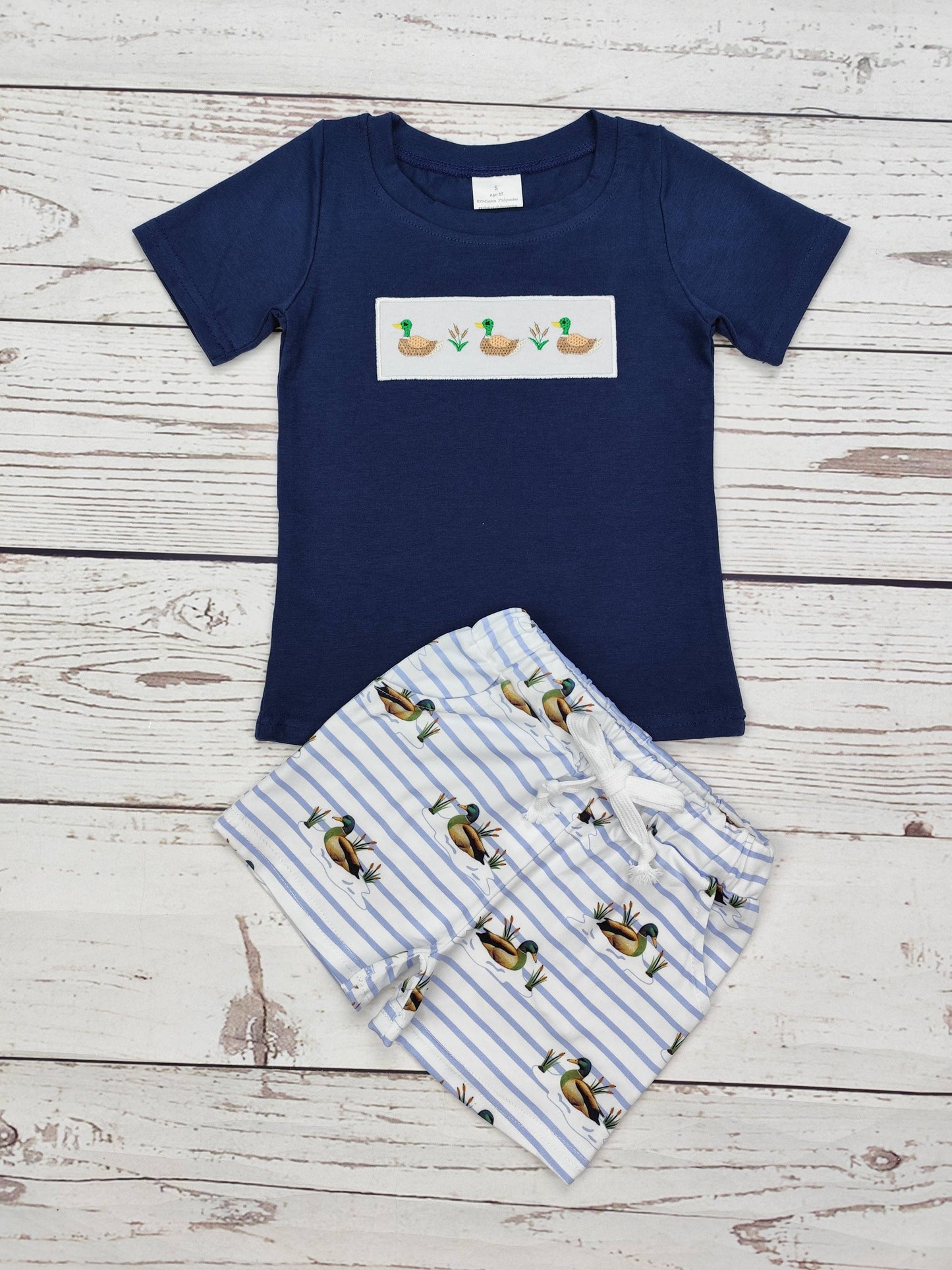 sassy kids palace - Boys Duck Appliqué Top Shorts Outfits