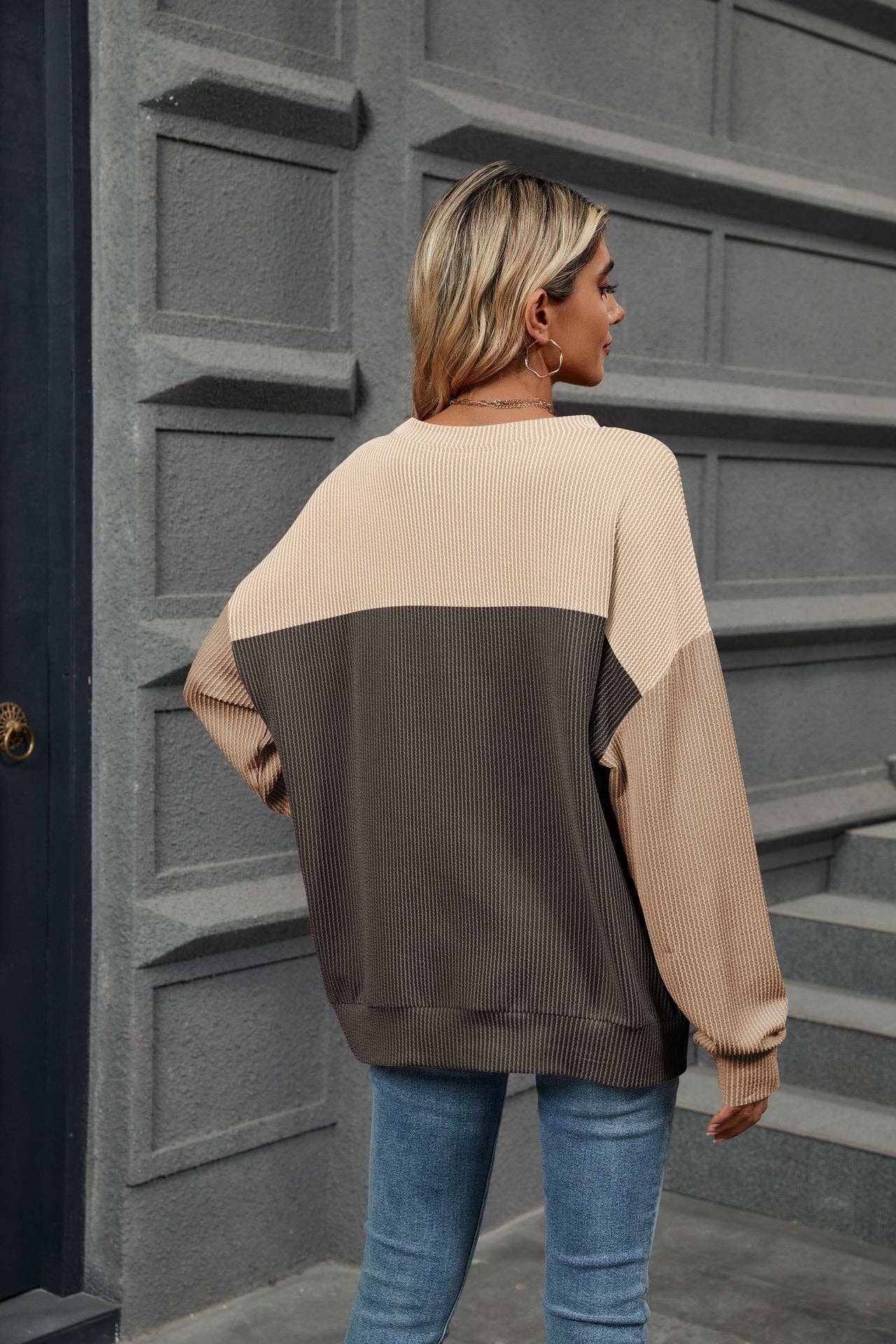 Contrasting Long Sleeve Top