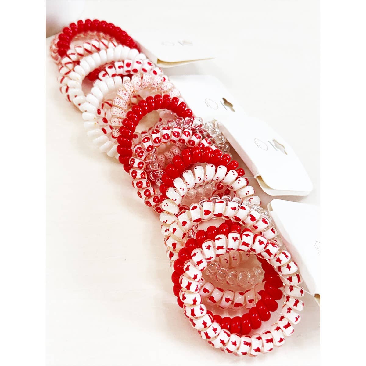 Red Color Theme Spiral Hair Ties - 4 pk