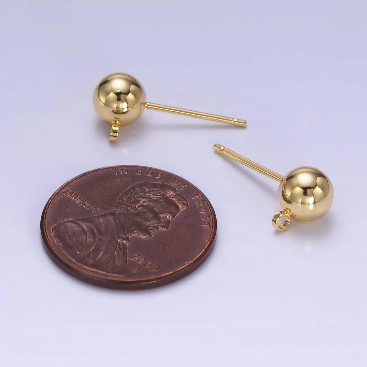 5 mm Small Ball Stud Earrings Ball 14K Gold Filled Post Earring with Closed Loop