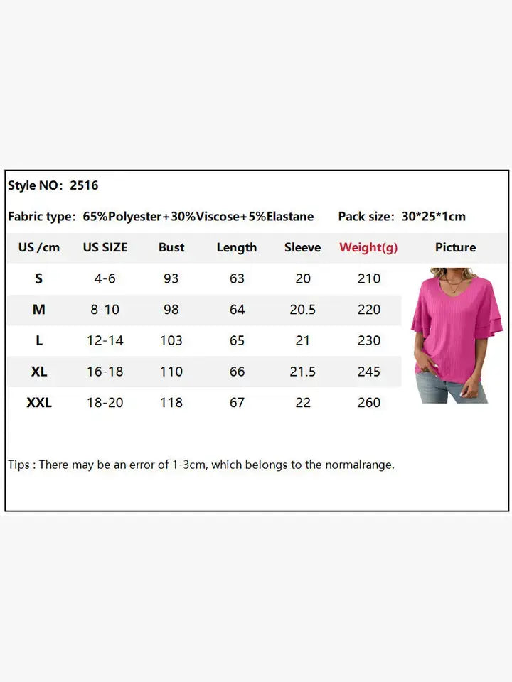 V-Neck Ruffle Sleeve Top