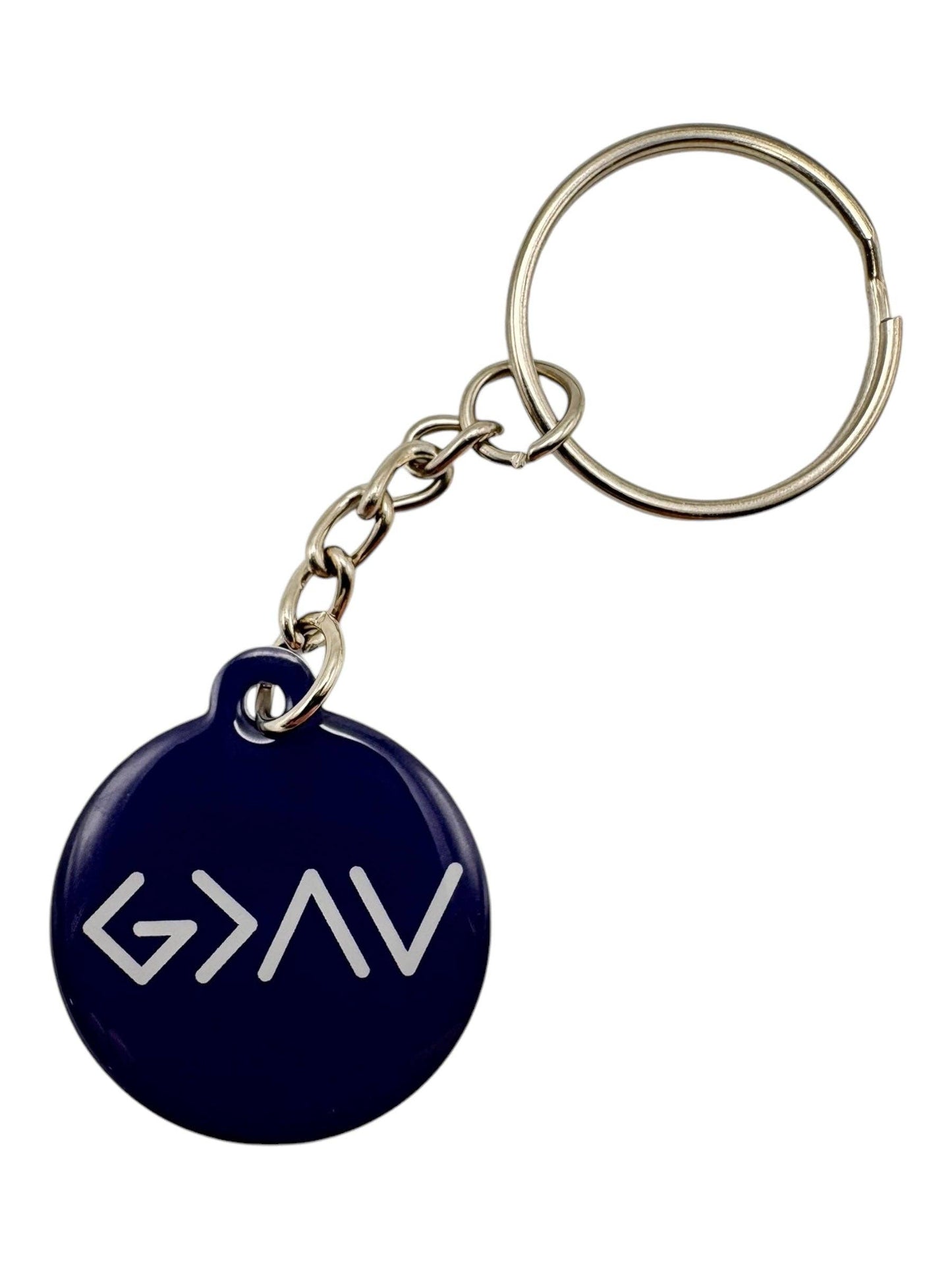 Versible - Tap To Pray™ - Prayer Tag Keychains Navy + God Is Greater