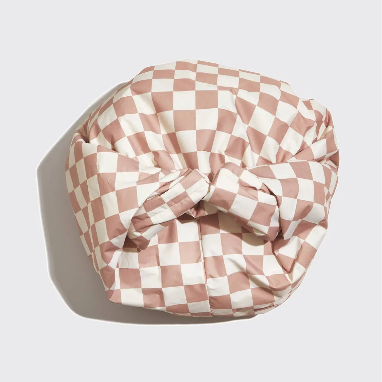 Satin Lined Flexi Shower Cap - Terracotta Checker KITSCH