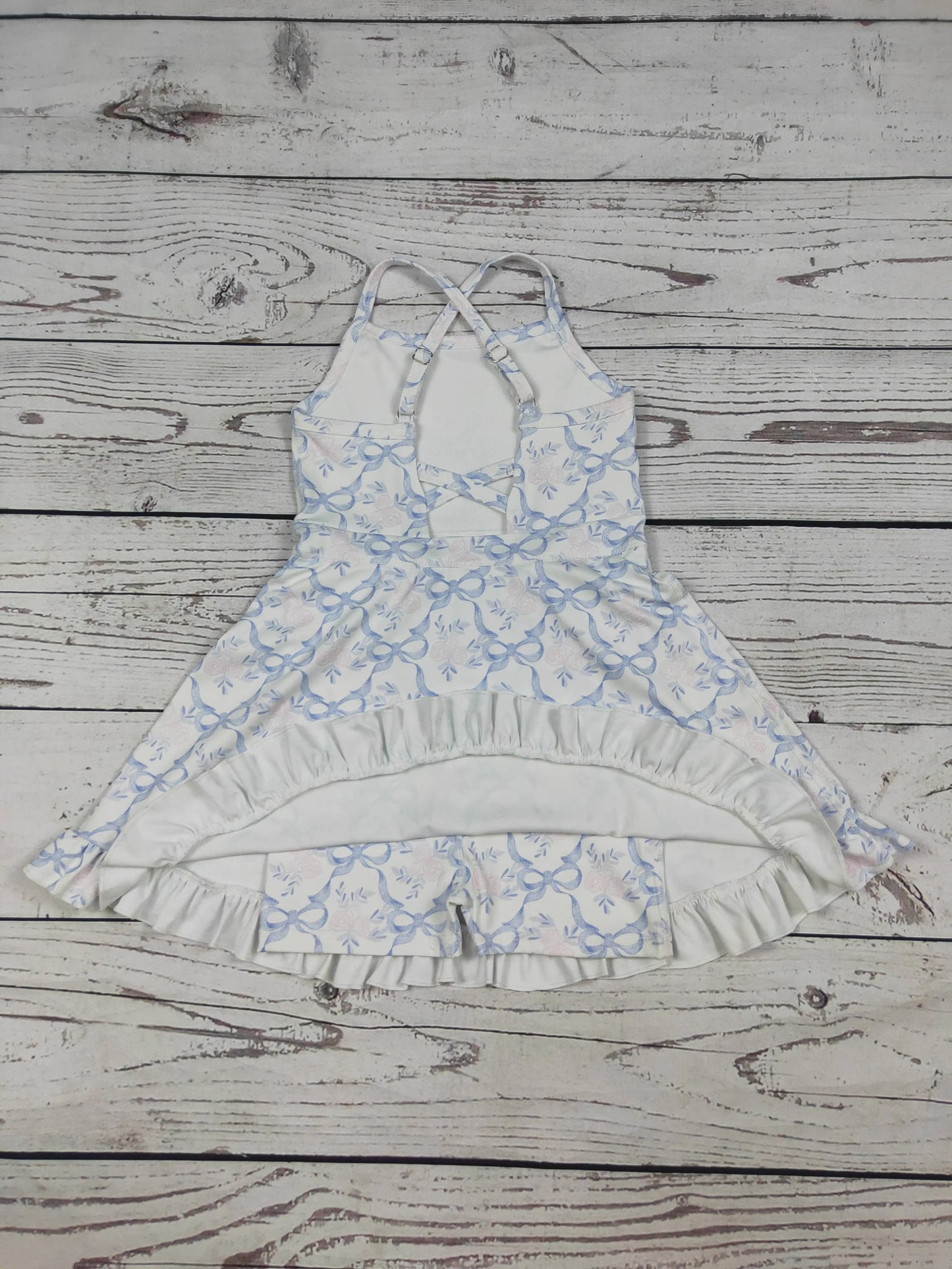 Flower Bow Print Girls Athletic Dresses 6-7T sassy kids palace