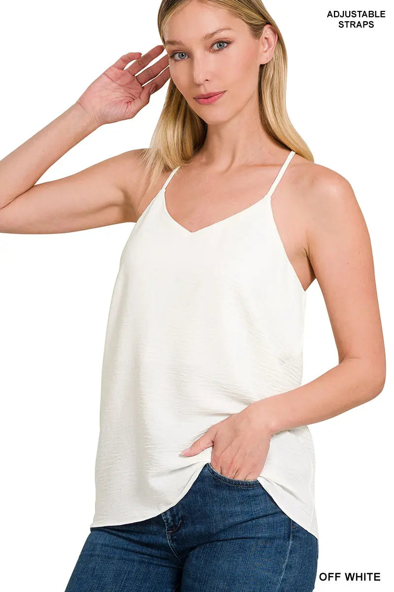 Zenana Women's Cami - V Neck Spaghetti Strap - Off-White Zenana