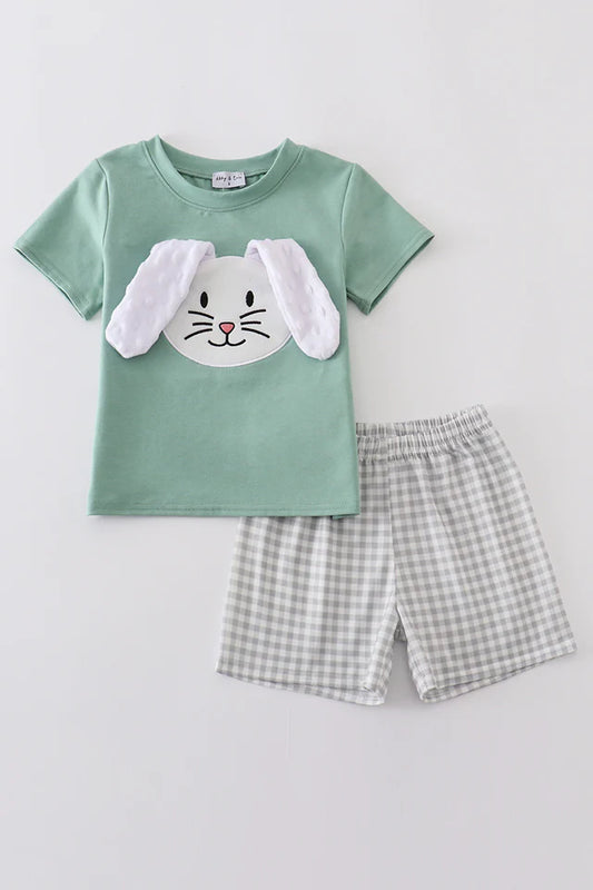 Green Bunny Applique Set - Toddler