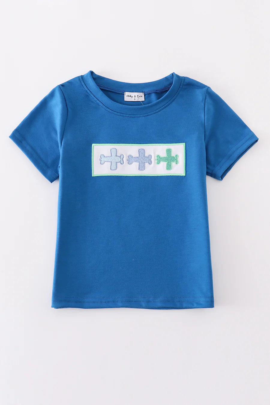 Blue Airplane Embroidery Shirt