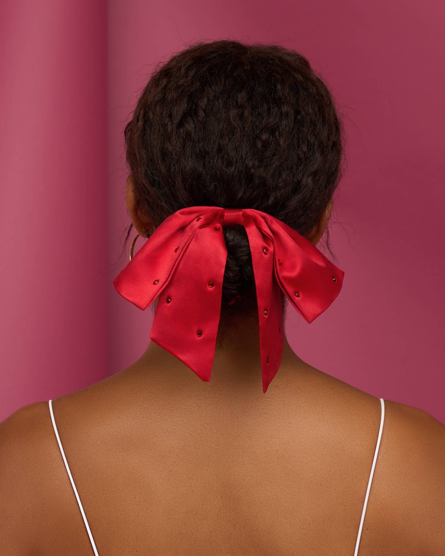 KITSCH Holiday Satin & Rhinestone Bow Scrunchie