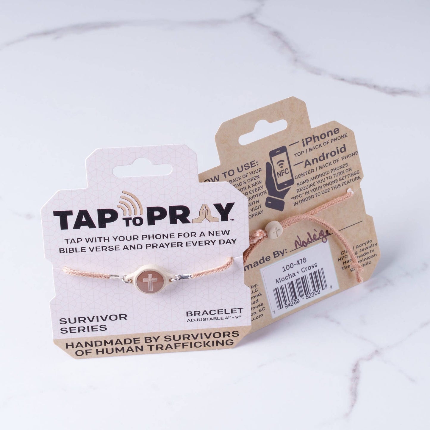 Tap To Pray™ - Survivor Series Handmade Bracelets - Lotus+ Cross