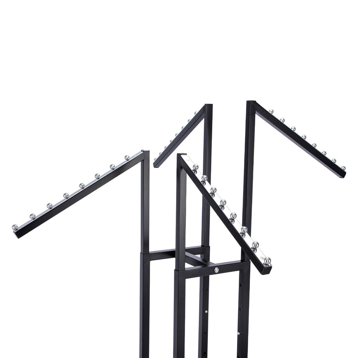Store Supply Warehouse - 4-Way Black Clothing Rack With Slant Arms