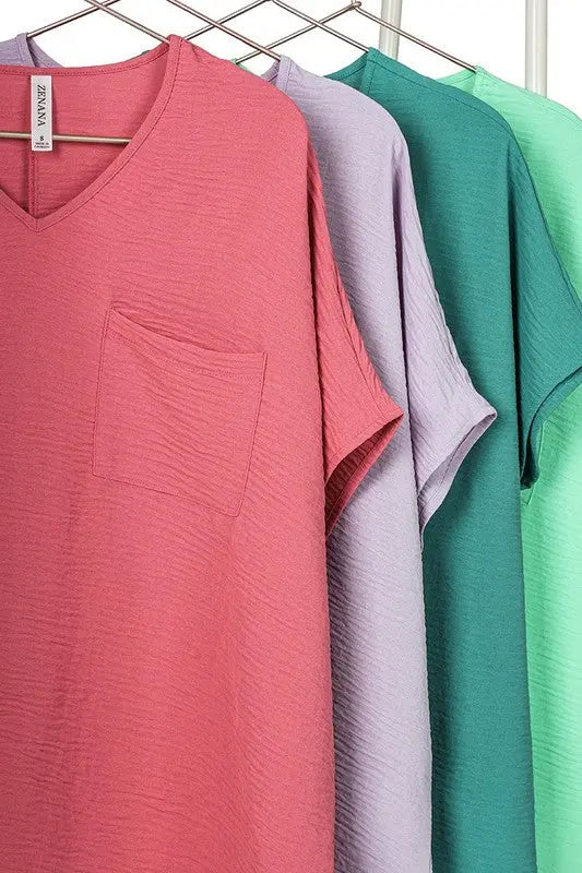 V-Neck Dolman Short Sleeve Top