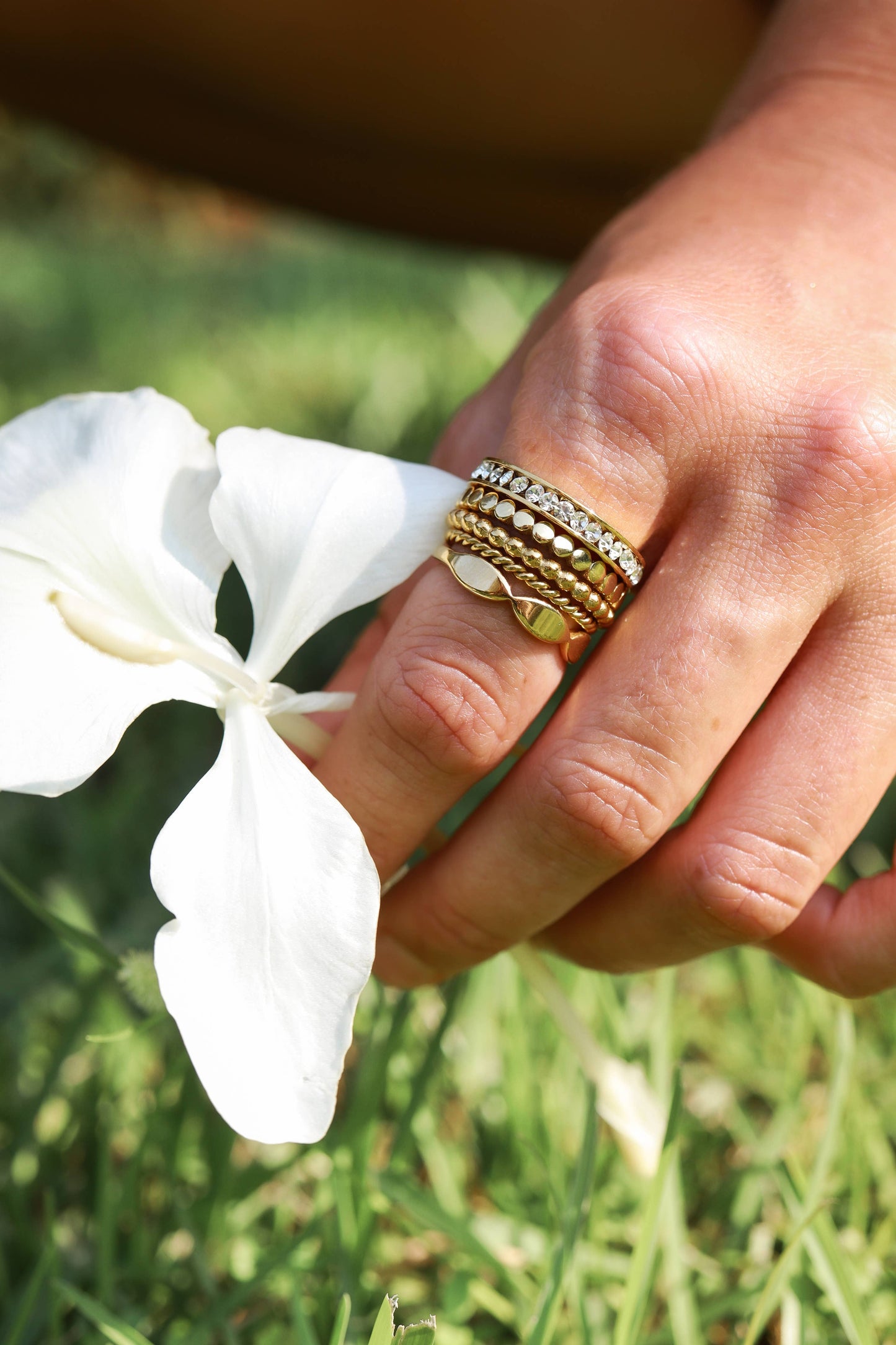 18K Gold PVD CZ Eternity Stainless Steel Ring - October - Size 10
