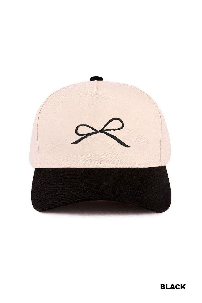Coquette Bow Two-Tone Canvas Cotton Cap