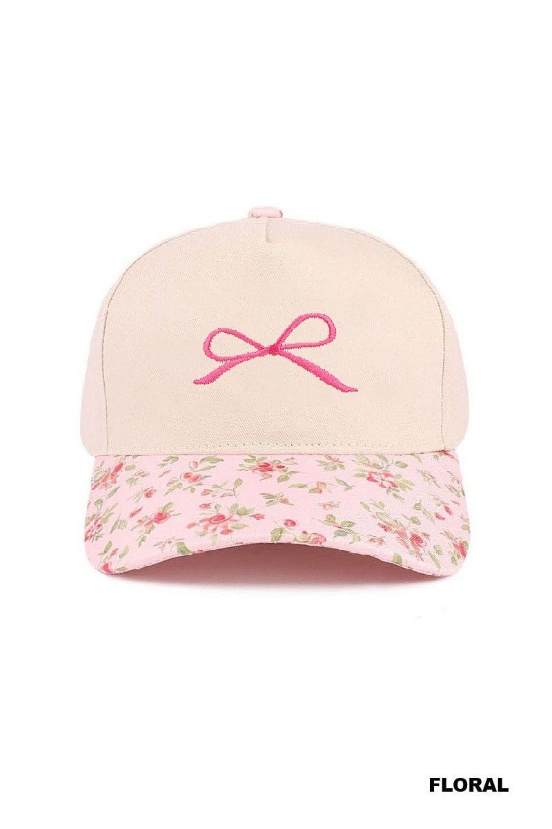 Coquette Bow Two-Tone Canvas Cotton Cap