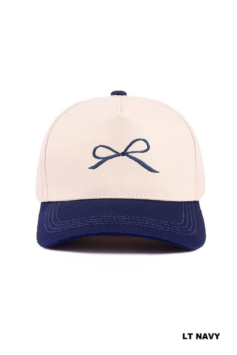 Coquette Bow Two-Tone Canvas Cotton Cap