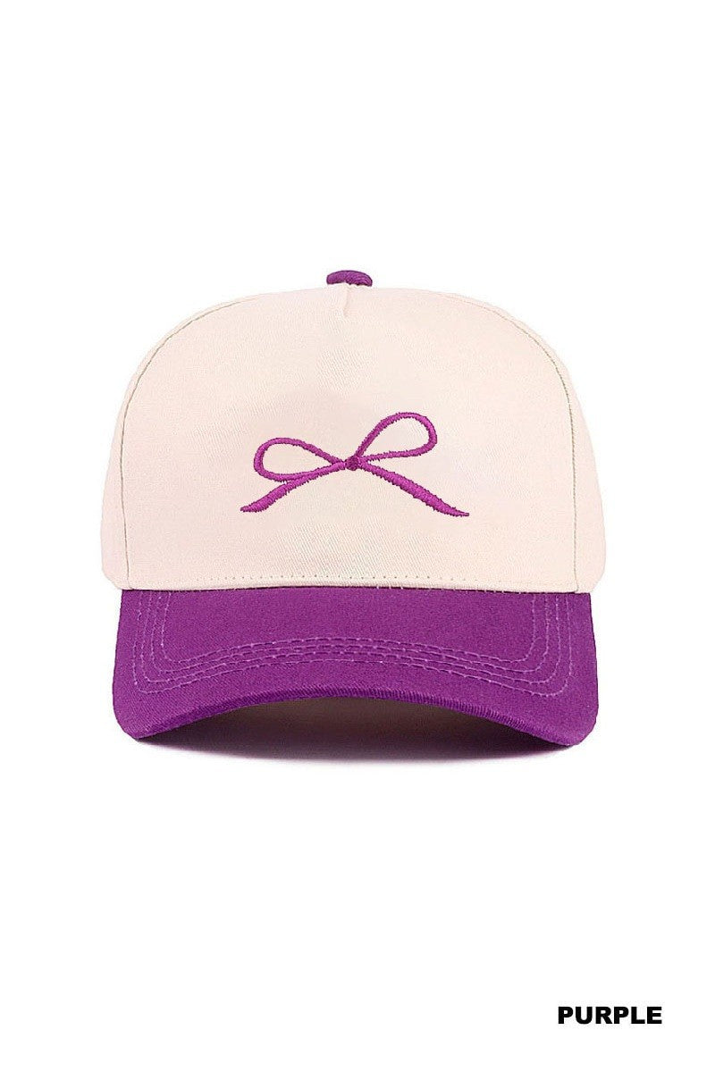 Coquette Bow Two-Tone Canvas Cotton Cap