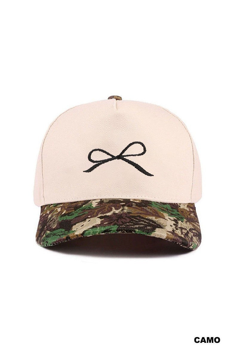 Coquette Bow Two-Tone Canvas Cotton Cap