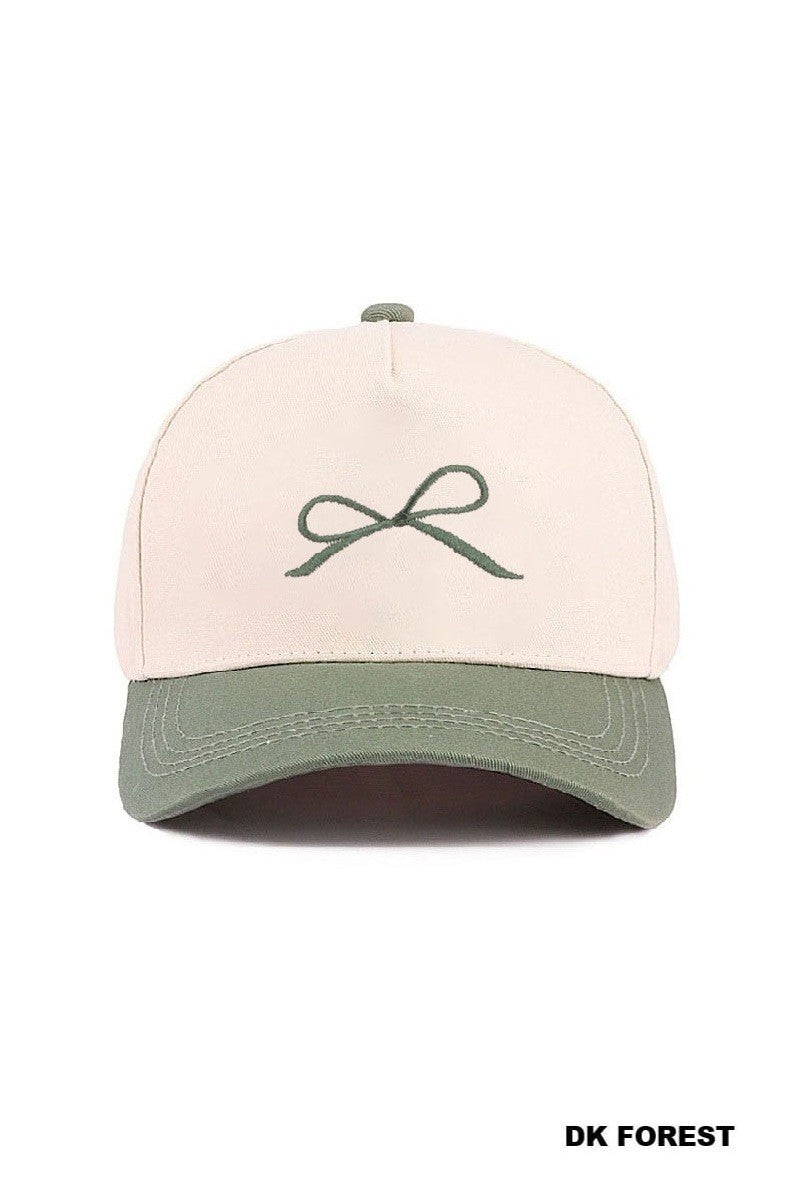 Coquette Bow Two-Tone Canvas Cotton Cap