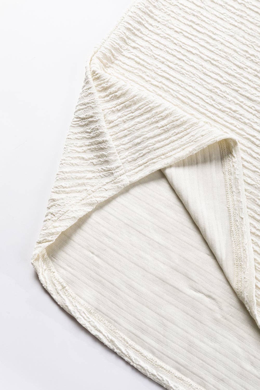 Lovesoft  Pale Khaki Textured Wide Sleeve V Neck T Shirt