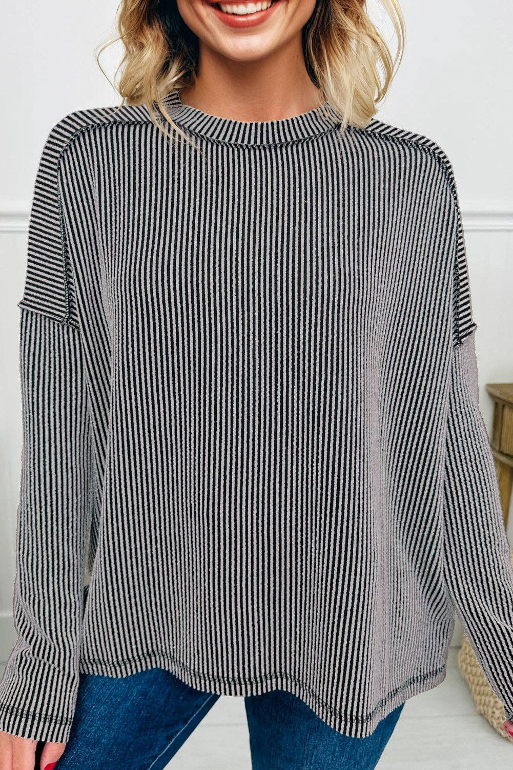 Twist Ribbed Long Sleeve Top