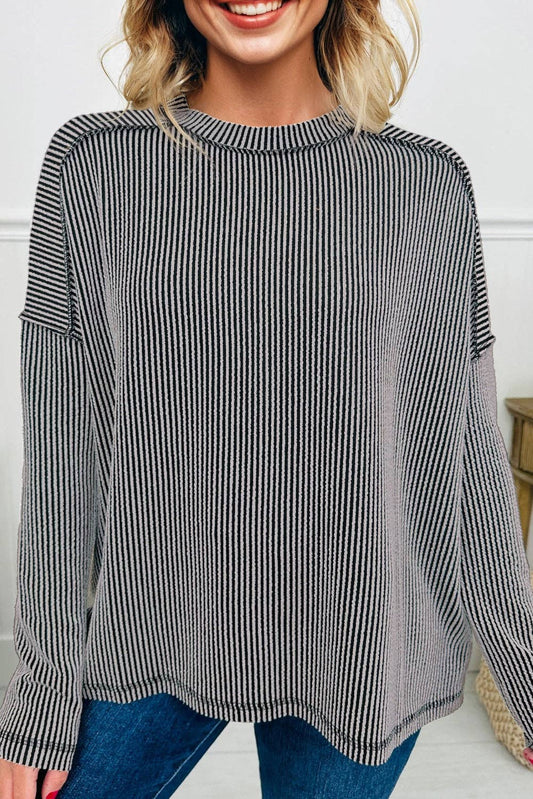 Twist Ribbed Long Sleeve Top