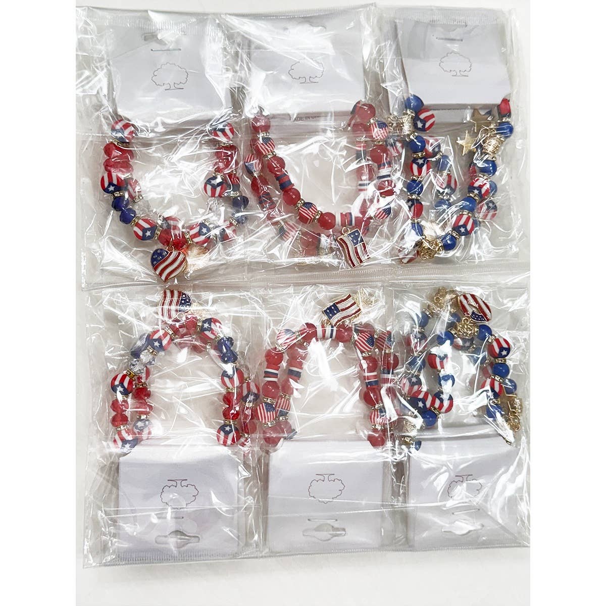 Love and Repeat - 3-Kind Mix Beaded Stretch USA Charm Bracelet