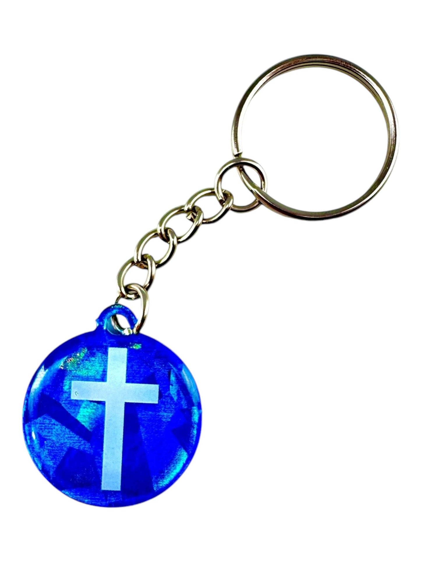 Versible - Tap To Pray™ - Prayer Tag Keychains  Blue Crystal + Cross
