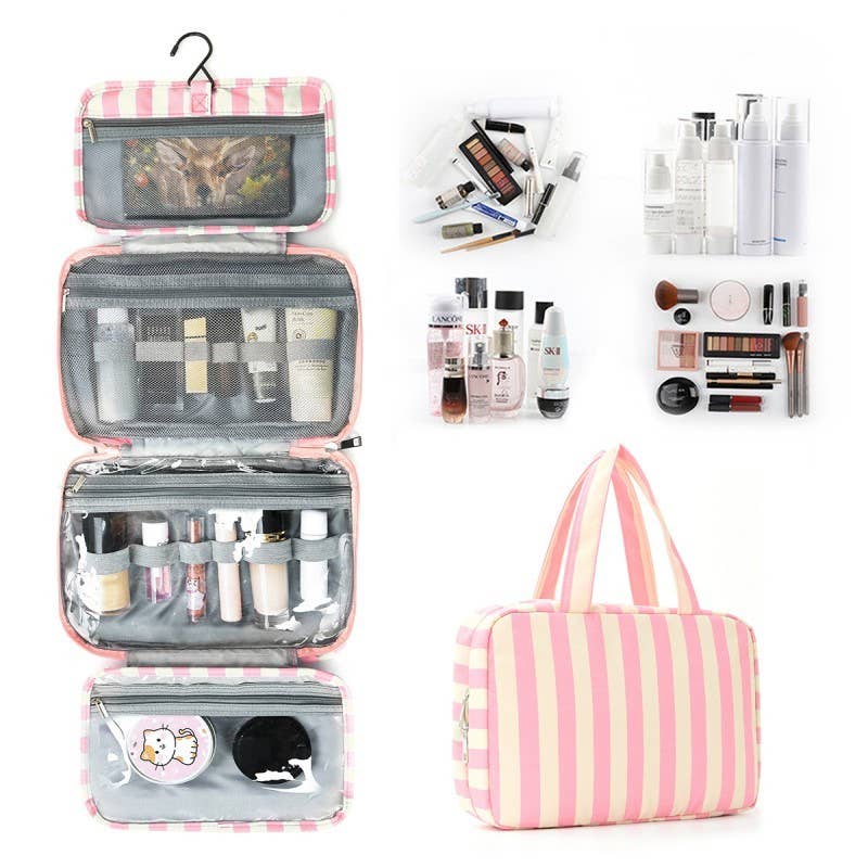 JOSSLYN Striped Hanging Toiletry & Makeup Organizer Bag