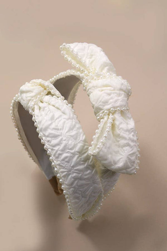 PEARL KNOT BOW HEADBAND